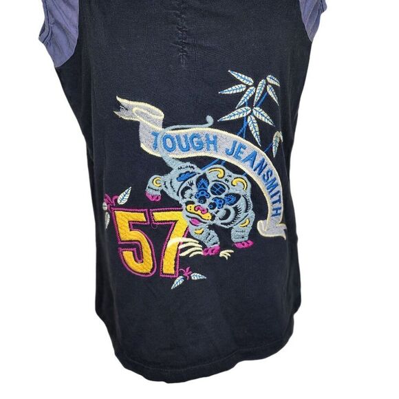 Vintage Y2K Tough Jean Smith Dragon Motorcycle Top Womens Size M Black - Picture 2 of 6